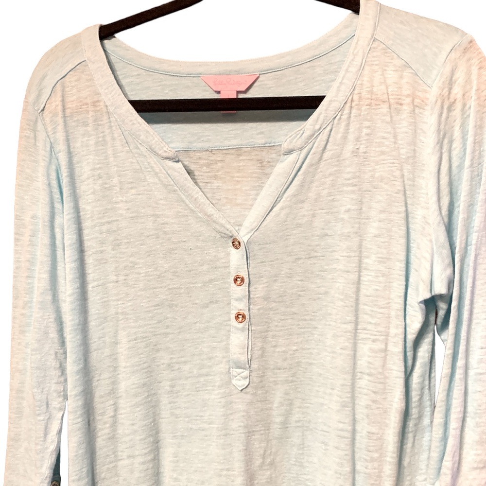 Pale turquoise 3/4 length sleeve Lilly Pulitzer top